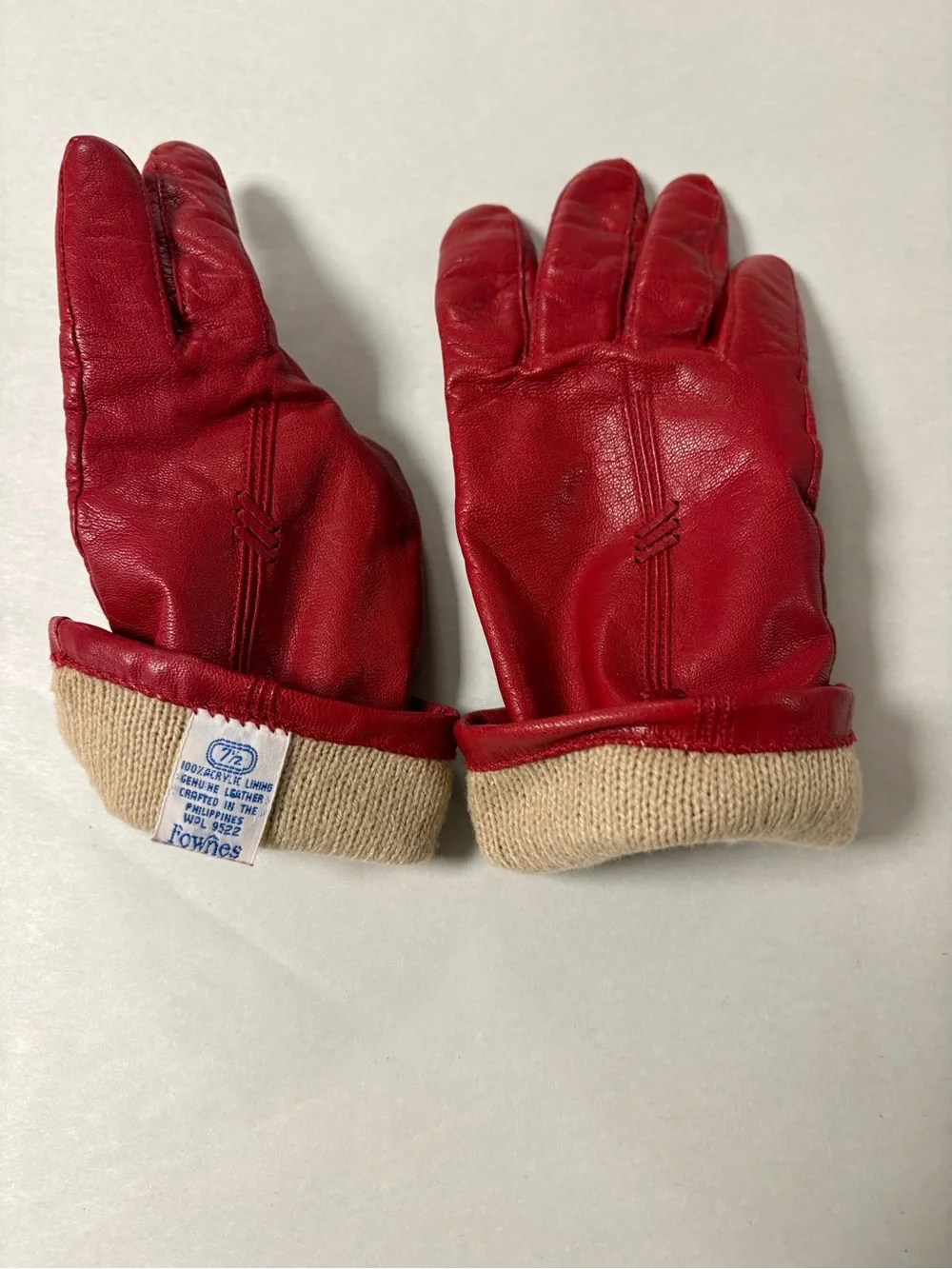 Vintage Fownes Classic Red Leather Women's Driving Gloves Size 7.5